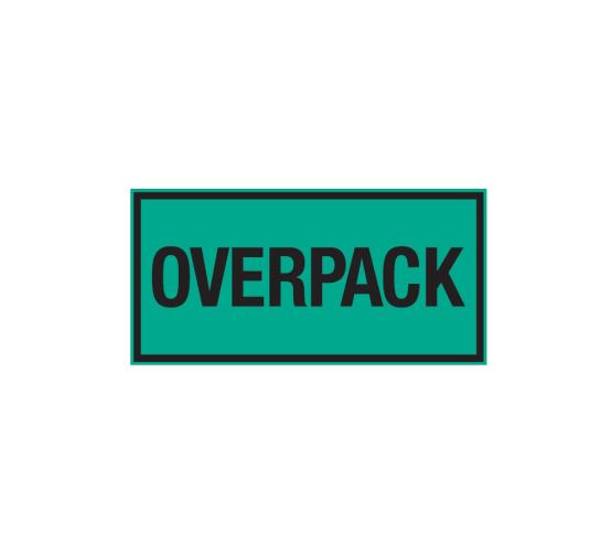 Etiket m/tekst Overpack grøn